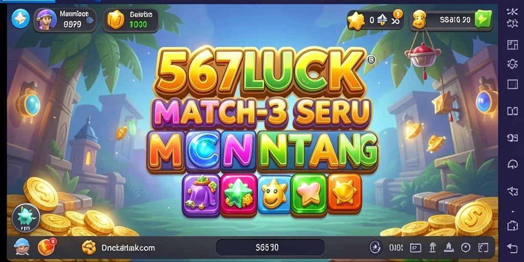 Tangkapan layar permainan 567LUCK menampilkan aksi Match-3 yang seru.