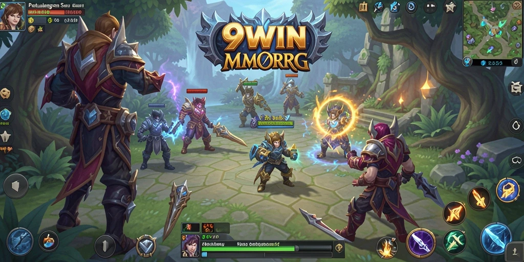 Tampilan gameplay 9WIN yang menampilkan pertarungan seru dalam dunia MMORPG.