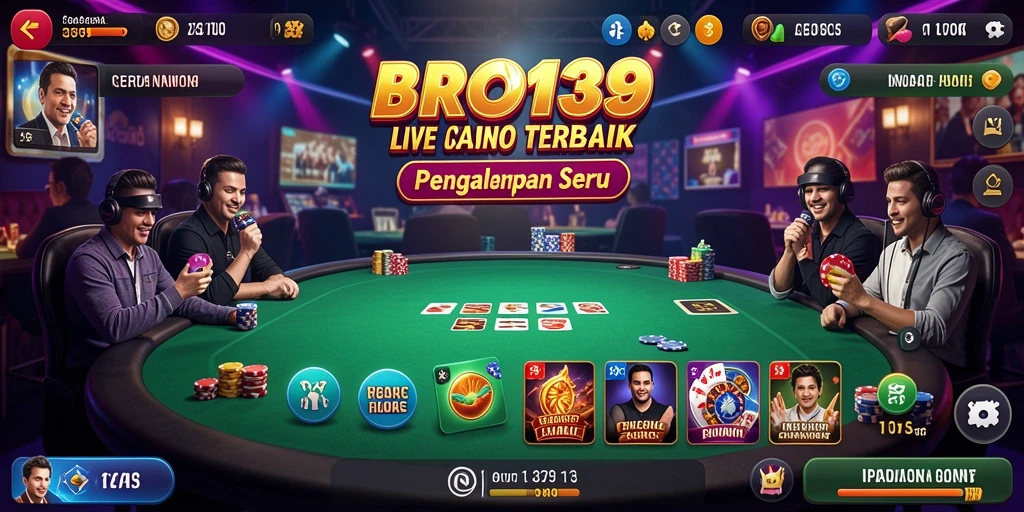 Screenshot gameplay Live Casino BRO138 yang menampilkan dealer dan interaksi pemain.