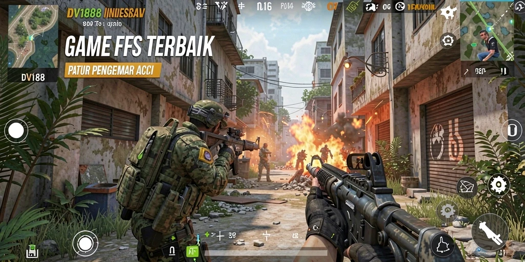 Tangkapan layar dari gameplay intens di DV188 dengan aksi tembak-menembak yang mendebarkan.