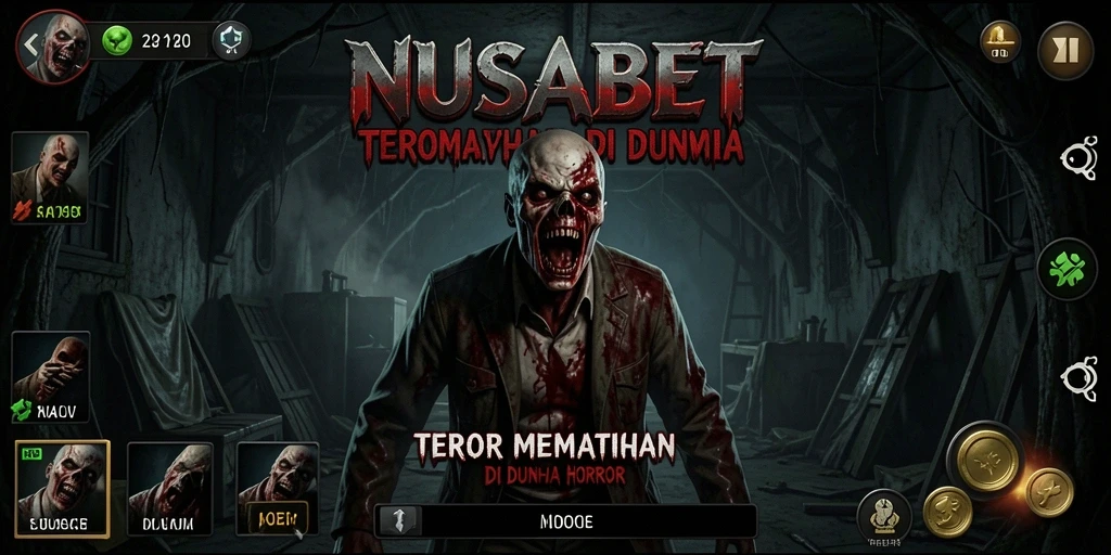 Screenshot gameplay <strong>NUSABET</strong> menampilkan suasana horror yang mencekam.