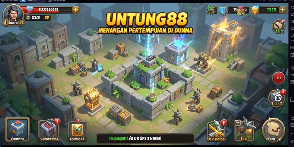 Screenshot menarik dari gameplay UNTUNG88 menunjukkan aksi Tower Defense yang seru.