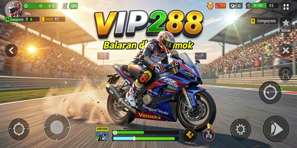 Tampilan gameplay <strong>VIP288</strong> yang mendebarkan saat balapan motor.